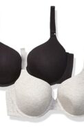 AC007 NEW Fruit of the Loom 2-pack Womens T-Shirt Bras, black greyy